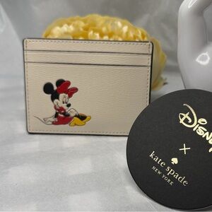 DISNEY X KATE SPADE cream and black Minnie Mouse Cardholder